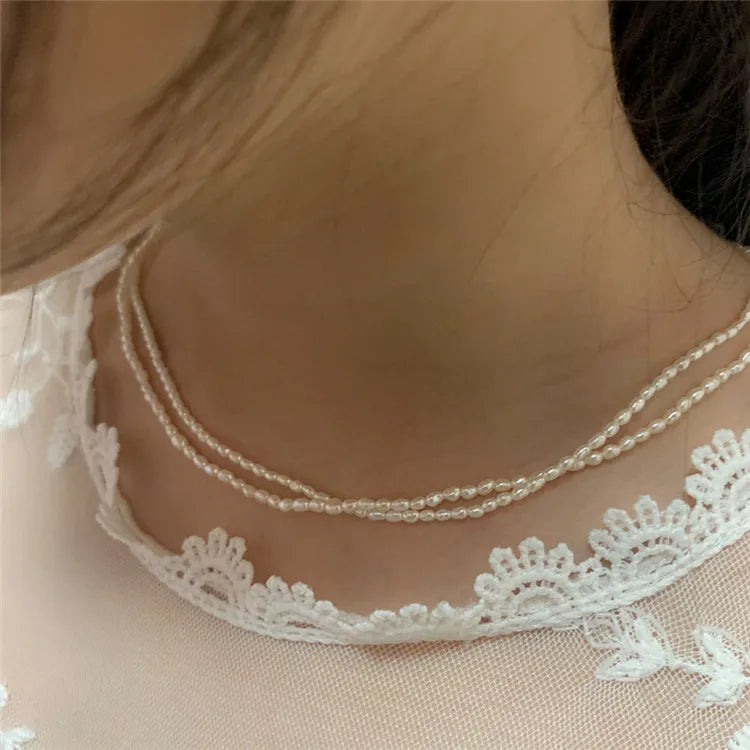 SP High Quality Luxury Freshwater Rice Pearl Choker Necklace for Women