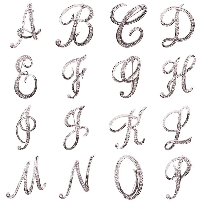 Wholesale Flashed Letter O Brooch High-grade Rhinestone Brooch Base Metal Initial Letter Fashion Brooch Pin