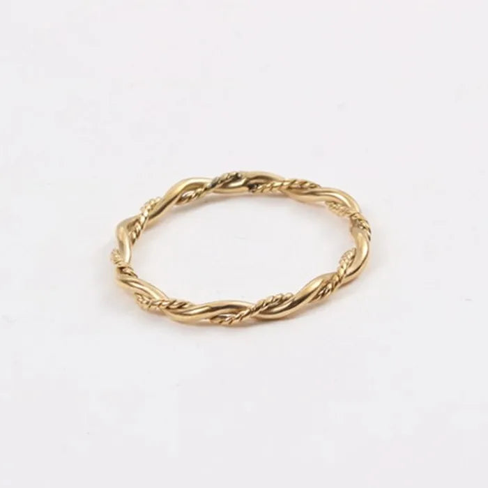 Girl Minimalist 2026 Stainless Steel Stacking Two Wire Twist Braid Ring