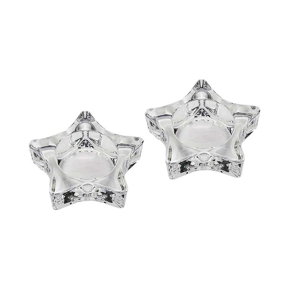 Star Shaped Eco-friendly UV Printed High White Sodalime Glass Chunky Tealight Holder Candlestick 50pcs MOQ Home Decoration