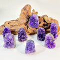 Wholesale Natural Mini Amethyst Cluster Crystal Geode Healed Stones with Engraving Carved Model for Home Decor