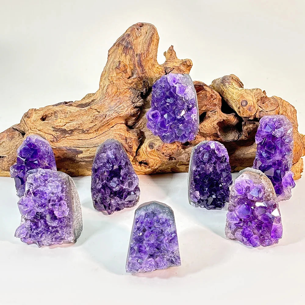 Wholesale Natural Mini Amethyst Cluster Crystal Geode Healed Stones with Engraving Carved Model for Home Decor
