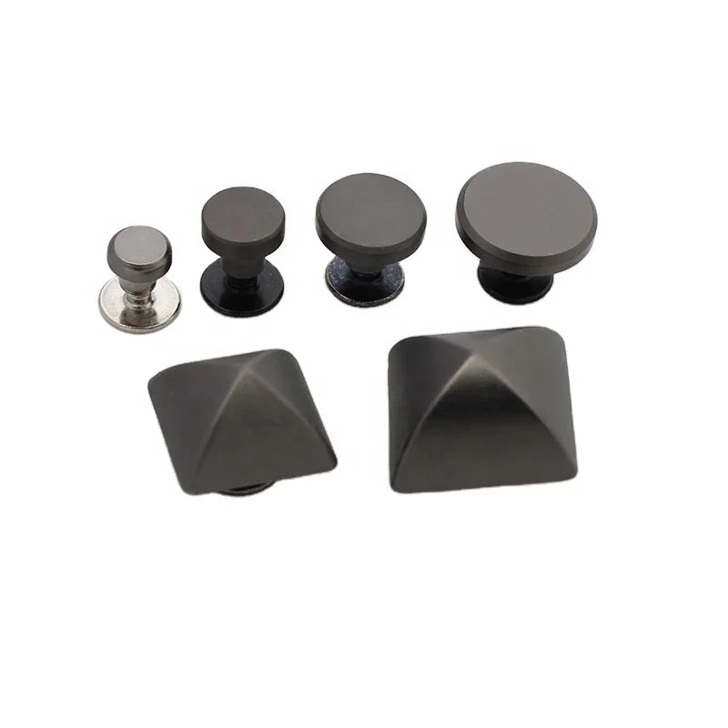 Nolvo World Matte Gun Black Metal Flat Head Rivets Pyramid RIVETS 6 Sizes Customizable Logo High Quality for Women Handbags