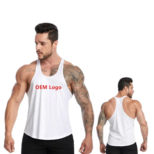 Wholesale Custom Logo Summer Cotton Sports Running Gym Men's Tank Top Printed logo Plain Men Muscle Sleeveless Vest