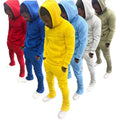 Custom Logo Embroidery Sweatsuit Cotton 2 Piece Set Joggers Suits Stacked Flared Sweatpants and Hoodie Set Tracksuit for Men