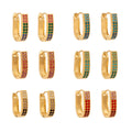 5A Zircon U-shaped Clasp Colored Diamond Earrings Stainless Steel