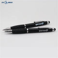 Zeamor Pluma Customized Light up logo 3 in 1 Muti-function Soft Holder Rubber Grip Black Stylus Led Pen