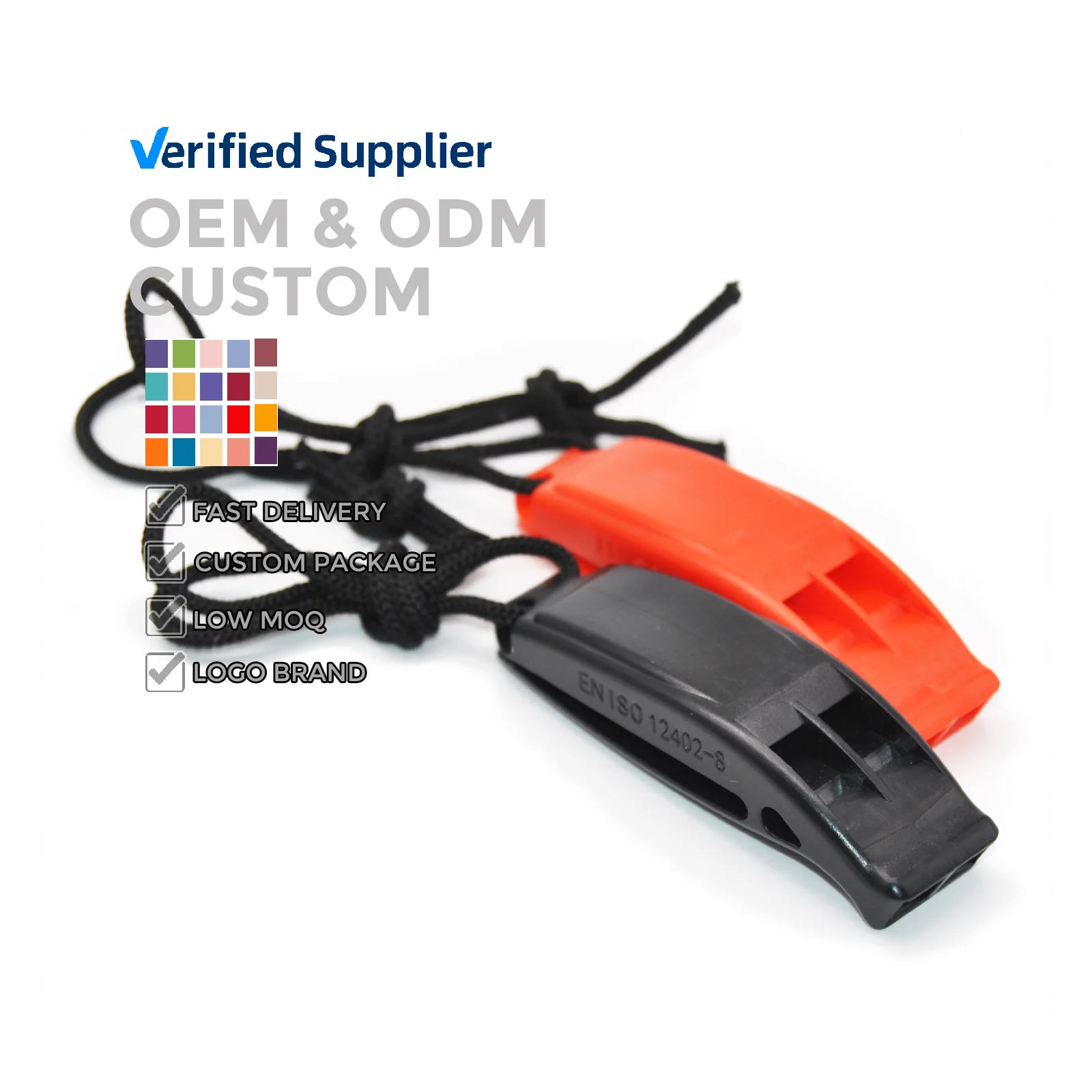 Orange ABS Plastic Loud 120db Camping Safety Whistle for Emergency Survival and Personal Security for Life Vest Jacket