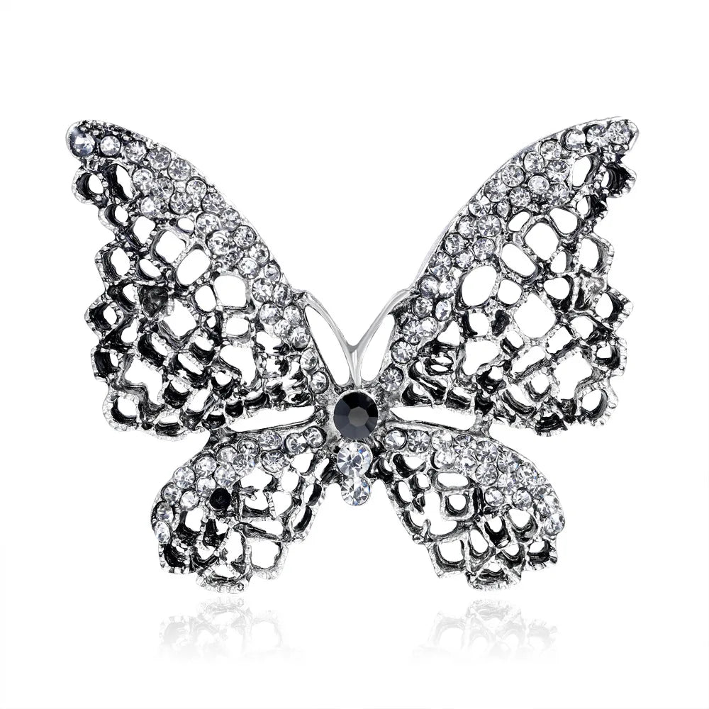 AG075 Vintage Rhinestones Butterfly Brooches Women Insect Butterfly Brooch