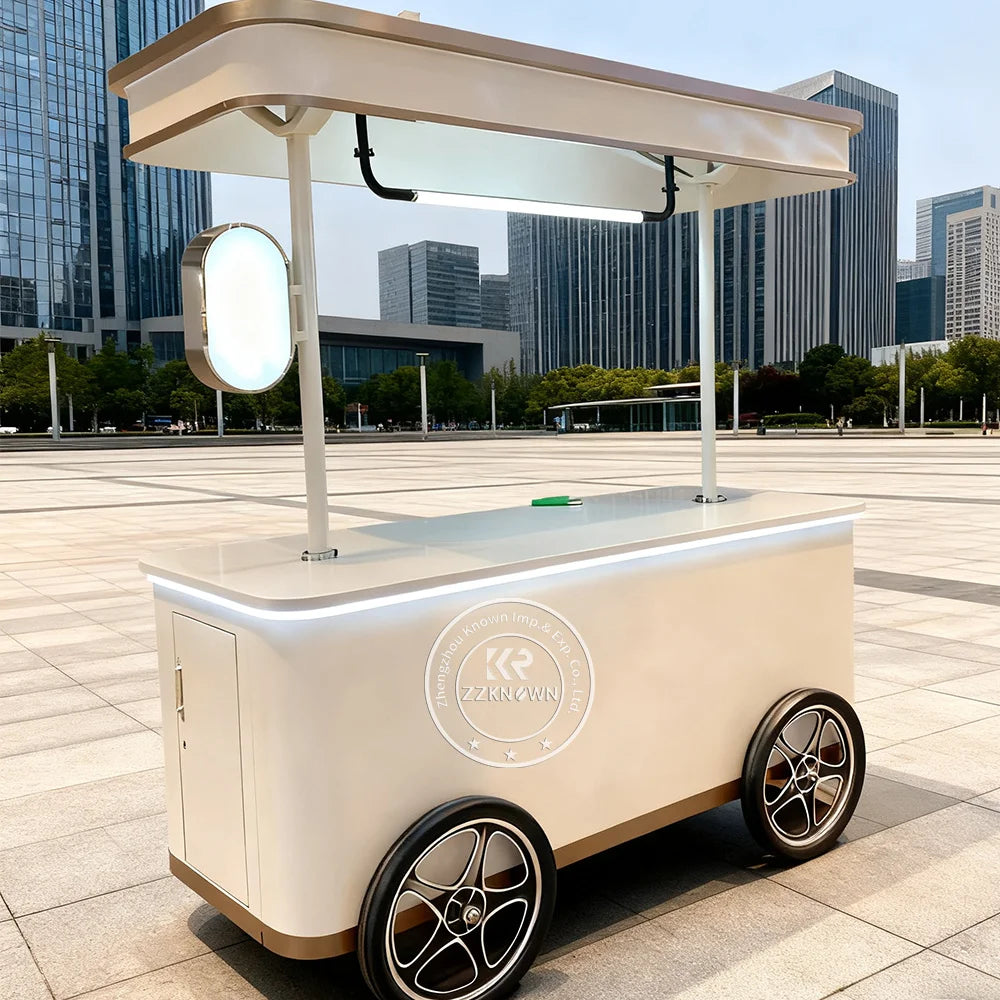 Durable Gelato Cart Popsicle Showcase Ice Cream Cart Coffee Friendly Mobile Ice Cream Cart