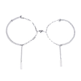 New Trendy Stainless Steel Long Suit Mixed Chain Couples Bracelet for Lover SB040