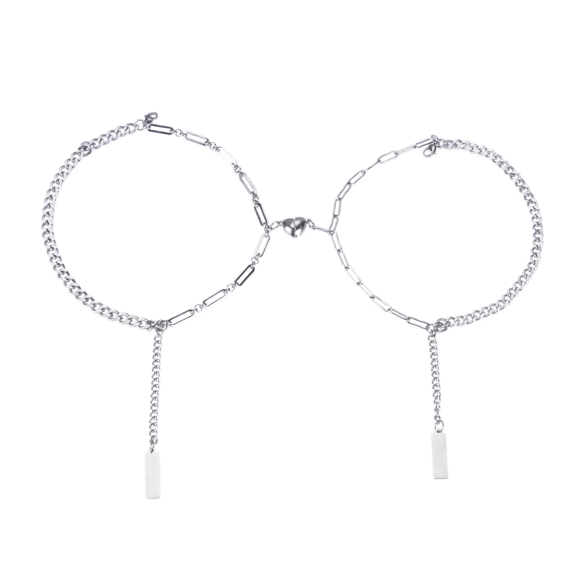 New Trendy Stainless Steel Long Suit Mixed Chain Couples Bracelet for Lover SB040