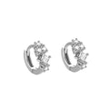 Wholesale New Simple 925 Sterling Silver Earrings Geometric Row Cubic Zirconia Irregular Huggie Earrings for Women