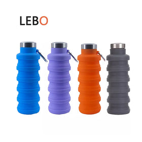 Wholesale Leakproof Foldable Reusable BPA Free Collapsible Silicone Custom Outdoor 8oz/17oz Travel Camping Portable Water Bottle