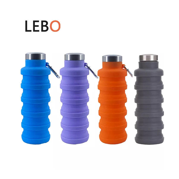 Wholesale Leakproof Foldable Reusable BPA Free Collapsible Silicone Custom Outdoor 8oz/17oz Travel Camping Portable Water Bottle