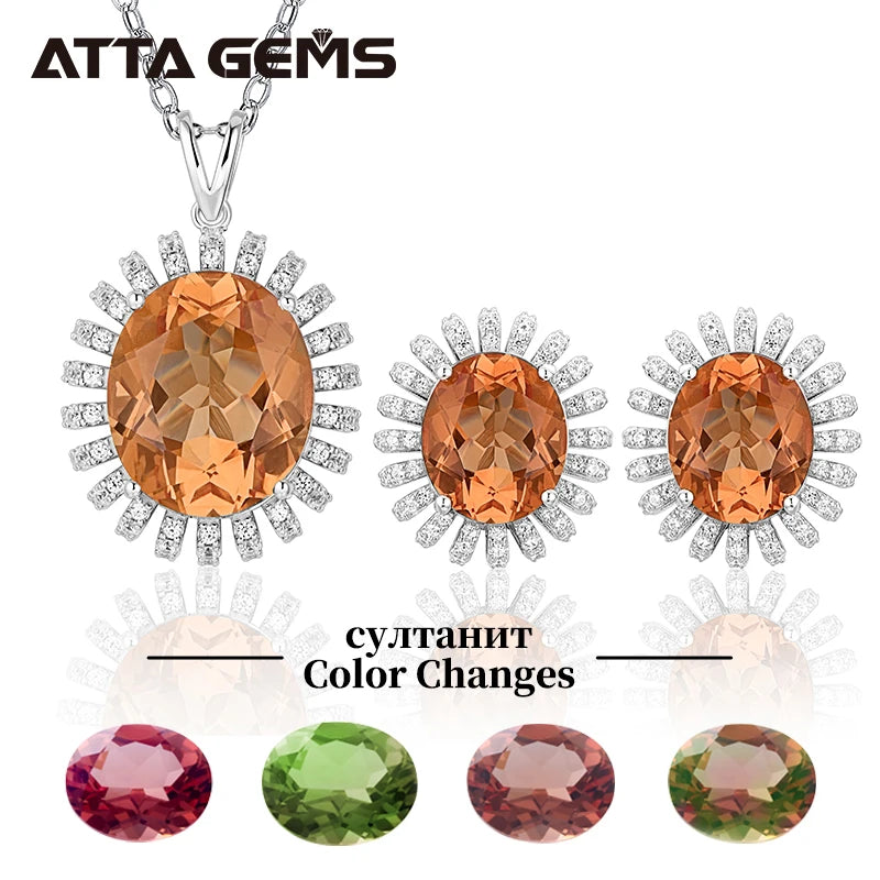 Zultanite Earrings Pendant Diaspore Gemstone Solid 925 Sterling Silver for Women Girls Sultanize Jewelry Sets Wedding Engagement