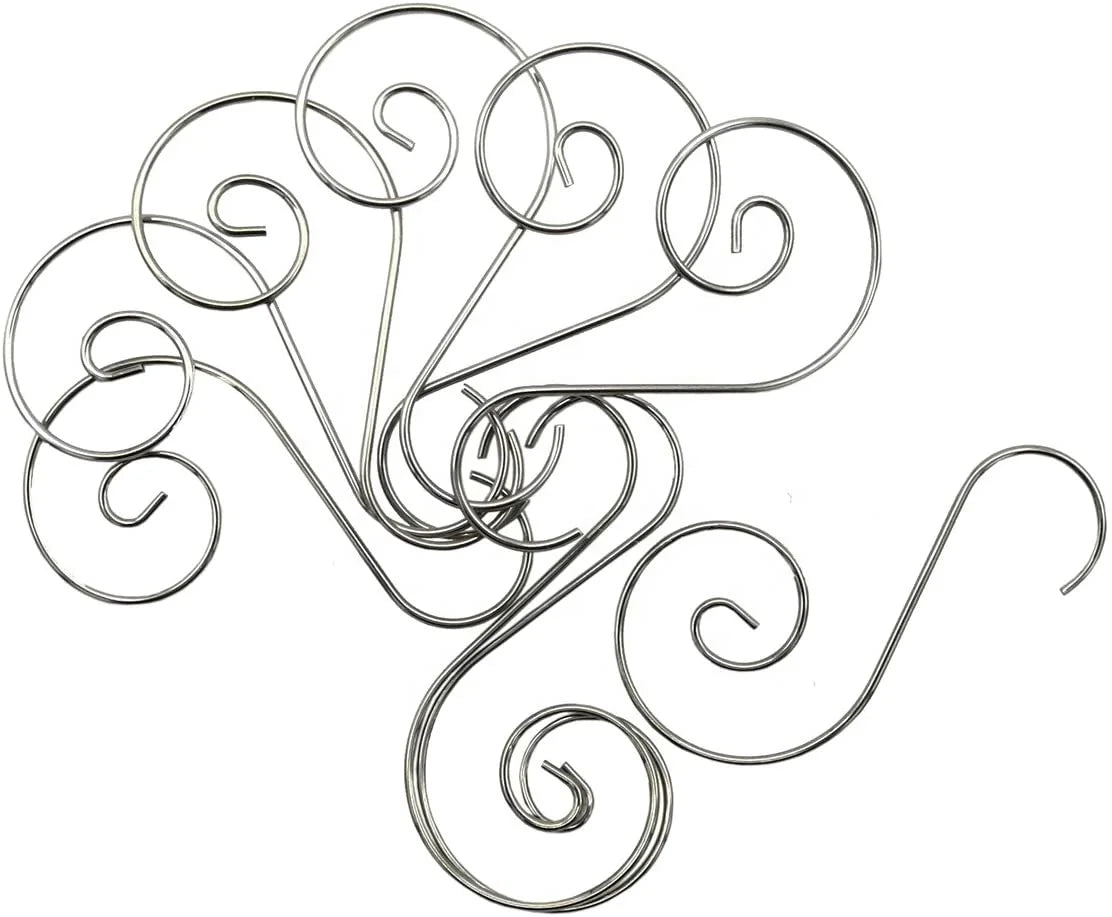 Silver Stainless Steel S-Hooks Ornament Hanger 20pcs Per Bag  Christmas Tree Ornaments Hooks