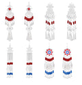 New Retro Ethnic Tribal Long Tassel Women Earrings Alloy Silver Carved Charms Bell Drop Earrings