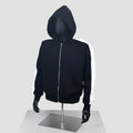 TOPSHOW Men's Black and White Contrast Sleeve Hooded Jacket Contrast Sleeve Casual Zip up Hoodie With Pockets