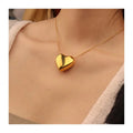 Chris April Vintage Stainless Steel PVD 3D Heart Shape Pendant Snake Chain Necklace