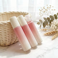 10ml White Pink Gradient Glass Roller Bottle with Rose Quartz Roller Ball Cute Colored Perfume Oil Vials Custom Logo Wholesale