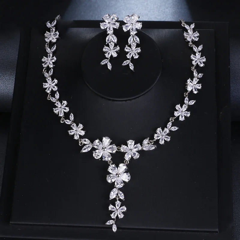 Cross Border Bride Wedding Dress Accessories Zircon Earrings Necklace