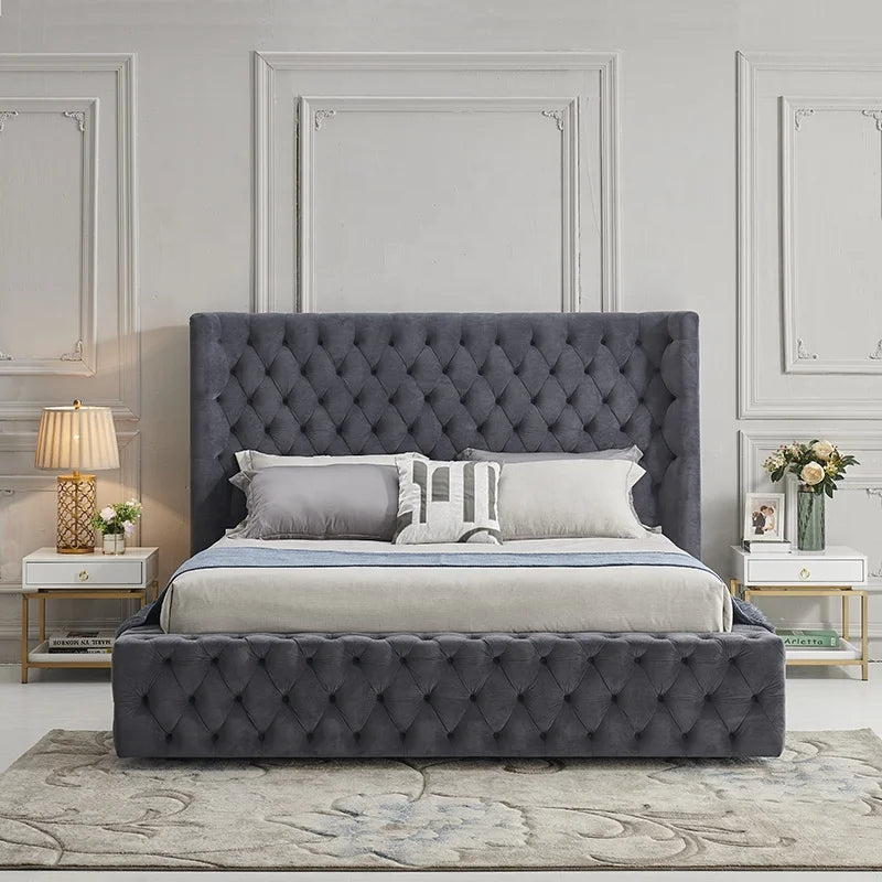 Luxury Modern king Size Upholstered Lift Storage Bed Frame Designer Furniture