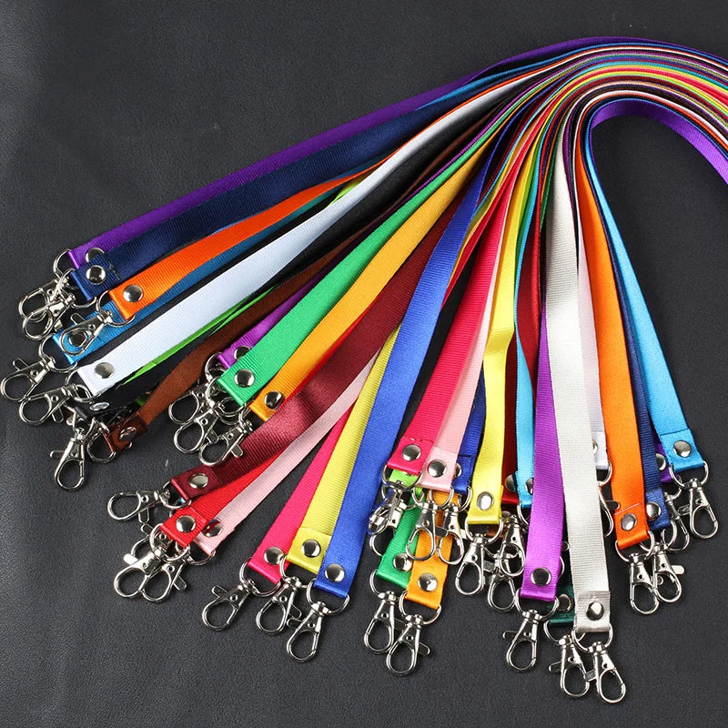 1pc Polyester Safety Hanging Neck Strap Lanyard Mobile Phone ID Name Badge Holder with Keys Metal Ring Safety Lanyard