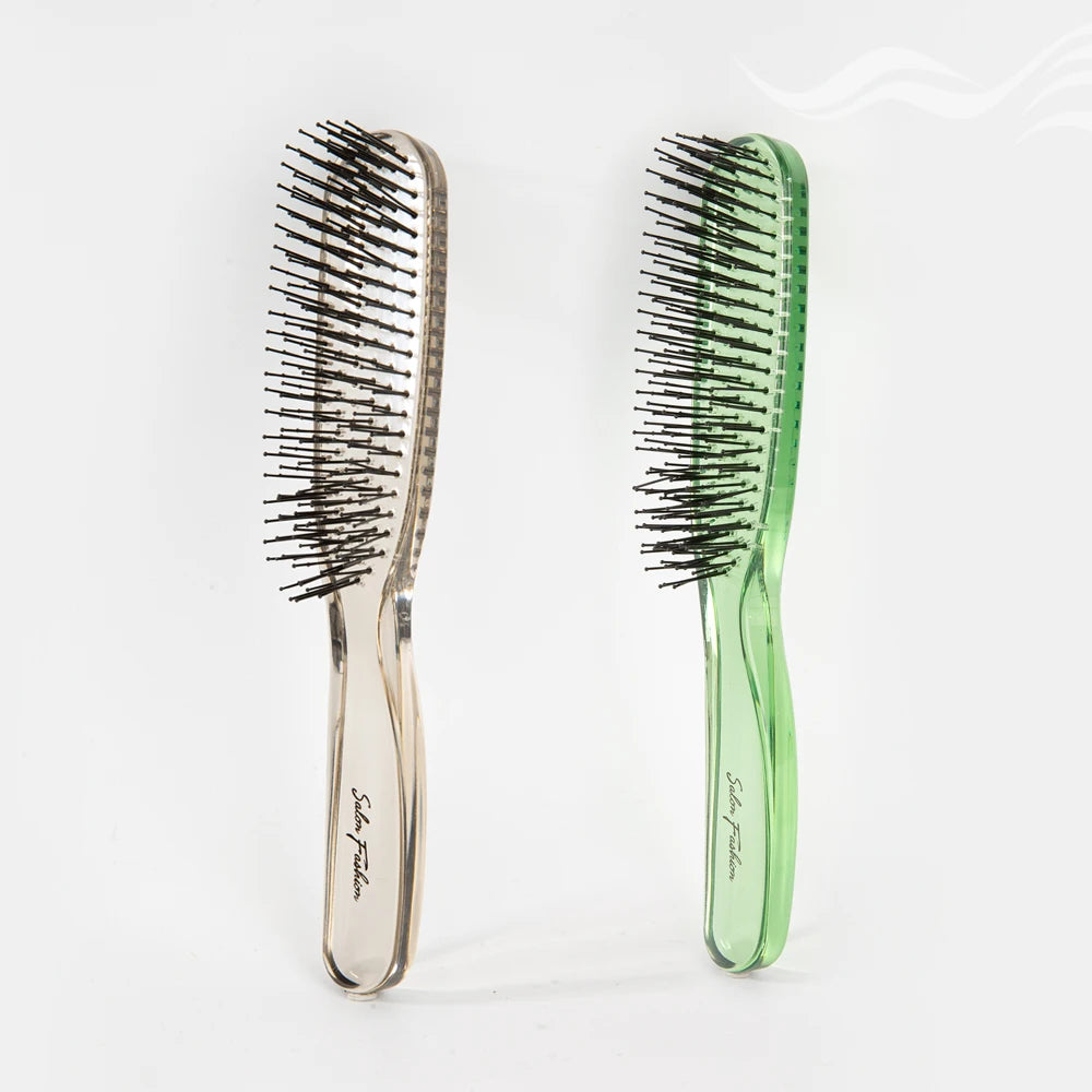 Salon Quality Professional Plastic Crystal Effect ABS High Gloss Anti-Static Non Cushion Wide Space Tooth Detangling Hair Brush
