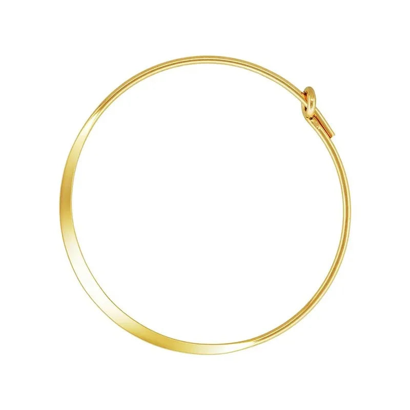Real 14K Solid Gold Filled GF Round 0.7mm Thick Flattened Ear Wire Boho Hoop Earrings for Women Jewelry Findings Accessories