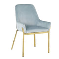 Modern Elegant Sky Blue Velvet Dining Chair Golden Metal Legs New Design Home Furniture for Kitchen Hotel for Home Office Use