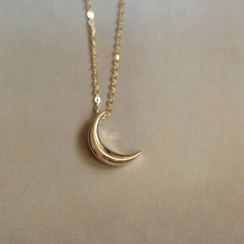 Rainbowking Women Statement 14k Gold Moon Choker Chain Sterling Silver Jewelry Necklaces for Women Sieraden 925 Jewelry