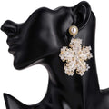 Women Luxury Palace Handmade Beaded Earrings Fashion Exaggerated Pearl Gold Earrings Crystal Rhinestone Snowflake Stud Earrings