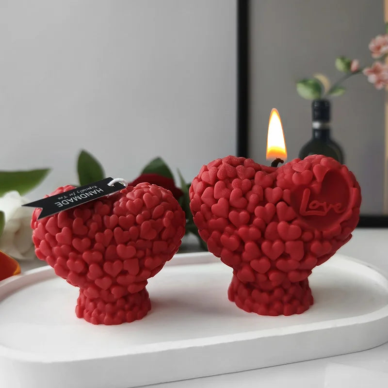J-0888 Valentine's Day Love Candle Silicone Mold Diy Tanabata Heart-shaped Ornaments Aromatherapy Silicone Moulds