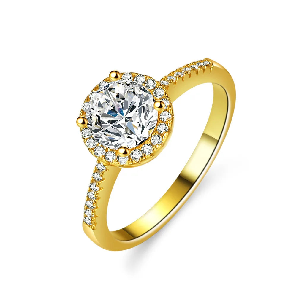 Factory Wholesale S925 Sterling Silver Ring Moissanite Round Bag 1Carat Female Ring Rhodium Plated Fine Jewelry