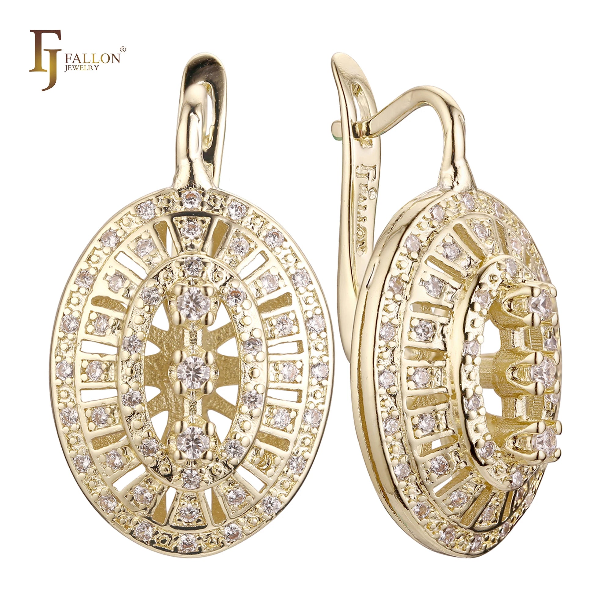 FJ Fallon Fashion Jewelry Clip-On Earrings Plated in 14K Gold Brass Based