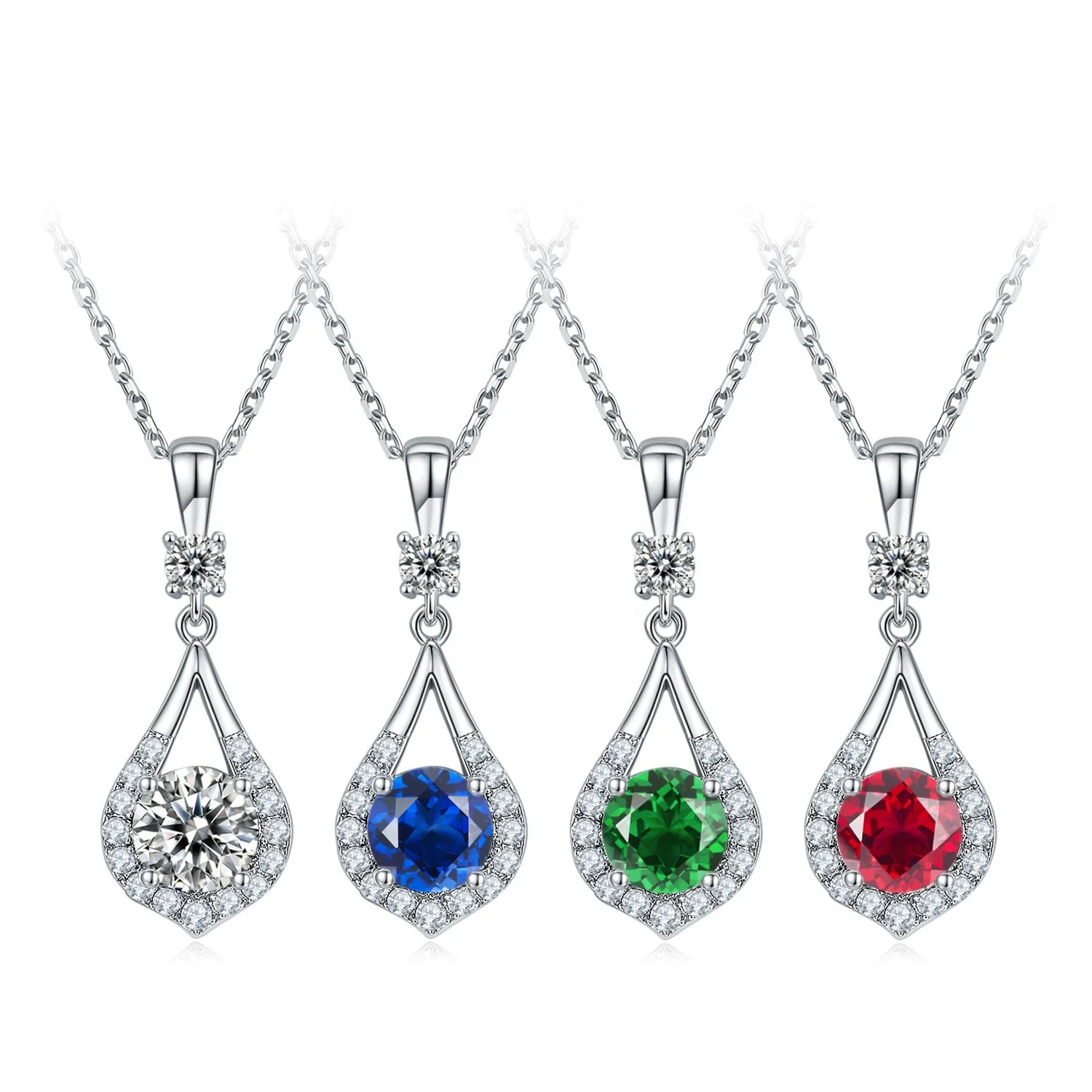 JS03O Abiding Jewellery Custom Silver Jewelry Simple 1 Carat Blue Stone Moissanite Jewelry Pendant for Women