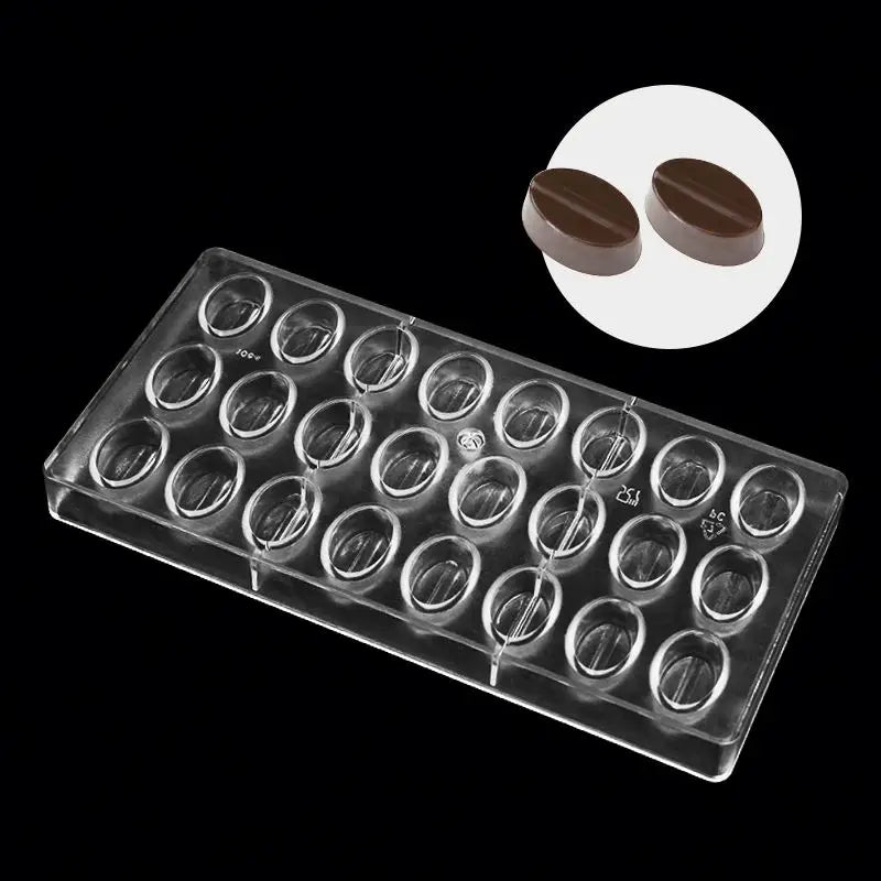 24 Cavities Clear Ridged Oval Transparent Candy Mould Polycarbonate Chocolate Mold