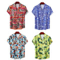 Wholesale Multiple Patterns Graphic Flower Anti-Wrinkle 100% Polyester Men's Summer Casual Hawaiian T-Shirts