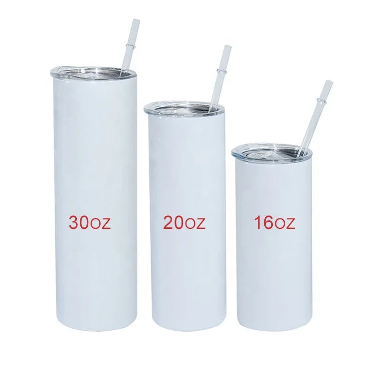 Prosub Sublimation Water Bottle Tumbler Double Walled Insulated Sublime Mugs 20 oz Straight Skinny Blank Sublimation Tumblers