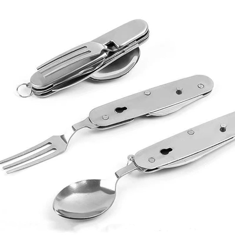 Multifunctional Camping Hiking Traveling 5 in 1 Stainless Folding Separable Opener Knife Fork 1Camping Utensil Cutlery