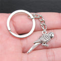 WYSIWYG 33x16mm Zinc Alloy Vintage Antique Silver Plated Parrot Key Chain for Souvenirs Gift P1-ABD-C15366