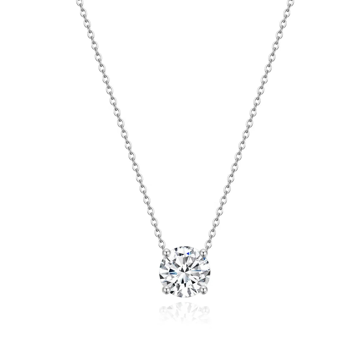 OAHLAN New Fashion Jewelry 925 Sterling Silver Necklace 1.5ct Round Cut Cubic Zirconia Pendant Necklace for Women