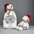 Handmade Crafts Custom Christmas Decoracion Navidad Stuffed Sitting White Bear Xmas Decor Fabric Plush Christmas Polar Bear
