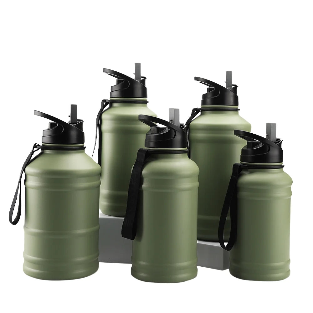 Ecofriendly Wide Mouth Gym Sports Stainless Steel Half Gallon Motivational Water Bottle 1.5L/2.2l Sleeve Giveaways Asian Zen