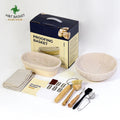 HT Set of 2 9 Inch & 10 Inch Bread Proofing Baskets Round Oval Sourdough Proofing Basket With Linen Liner Bread Lame