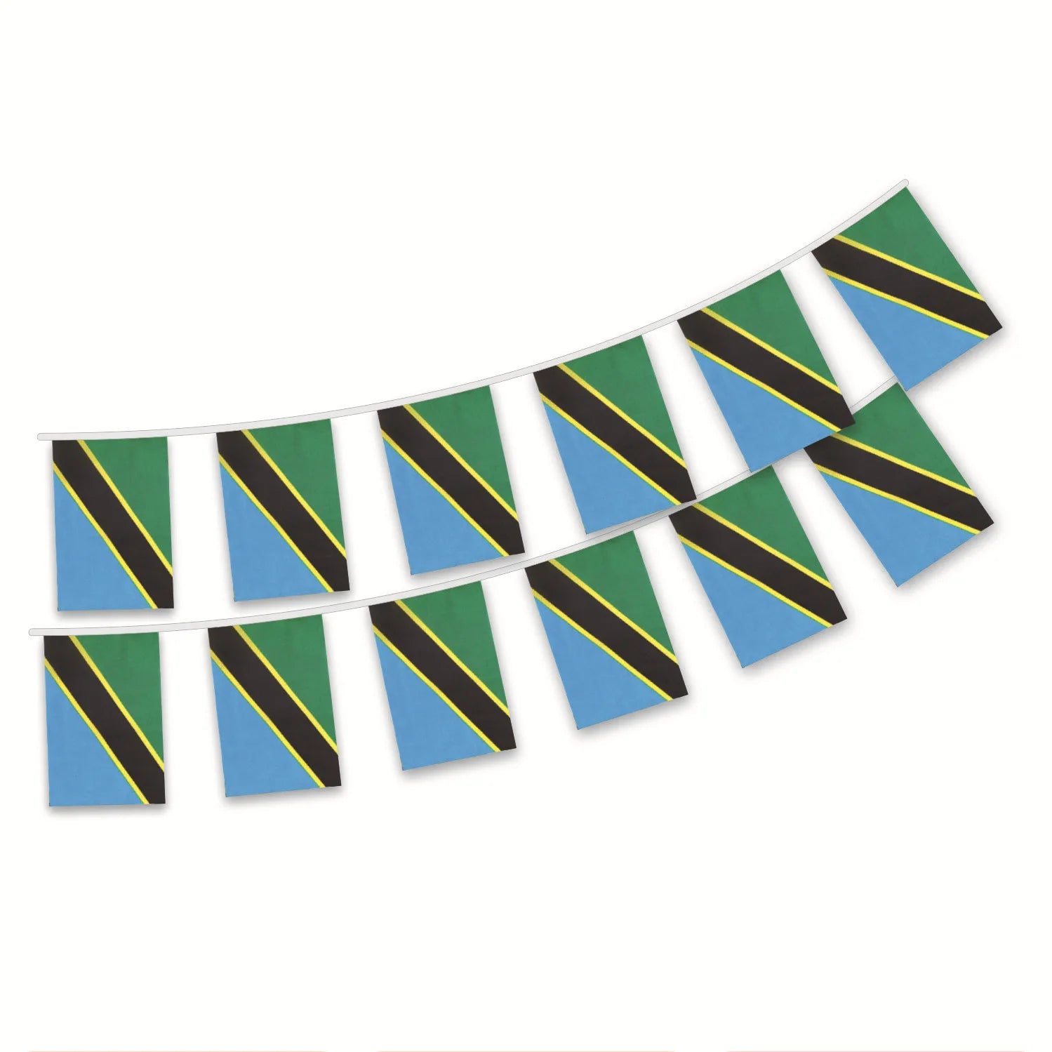 Tanzania Custom Logo Durable Polyester Bunting Flag String for Events & Sports Hanging Decoration with Pennant Style