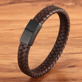 New Fashion Genuine Leather Bracelet 316L Stainless Steel Magnet Clasp Wrap Men Vintage Real Leather Bracelet