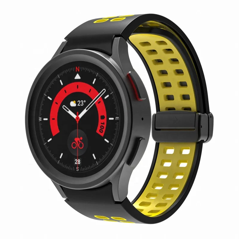 20mm Sports Silicone Watch Band for Samsung for Galaxy Watch 4/5Pro Active 2 Magnetic Folding Buckle Watch Strap 44mm 40mm Sizes