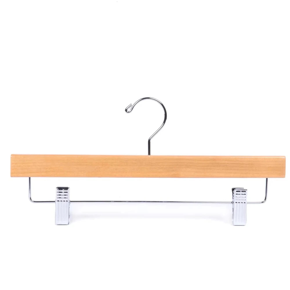 Luxury  Natural  Wooden Pants Hanger with Clips for Skirts Jeans